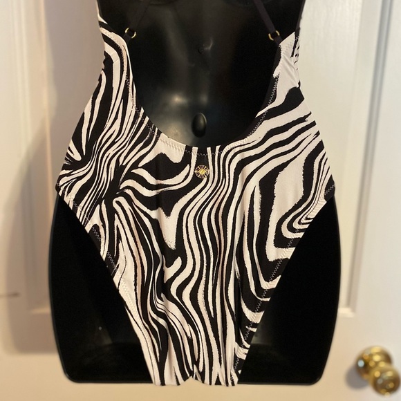 “SUNSHINE 79” Psychedelic Zebra Plunge Bathing Suit - Picture 15 of 16